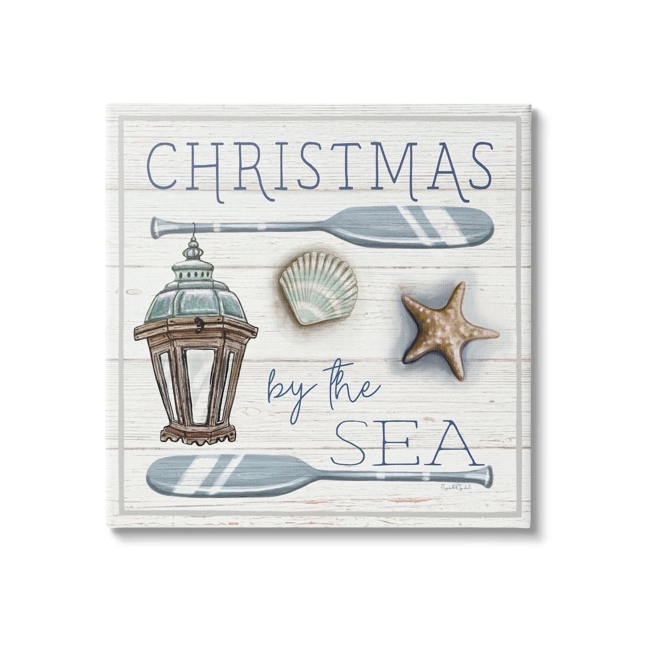 Stupell Industries Christmas By The Sea Phrase Canvas Wall Art